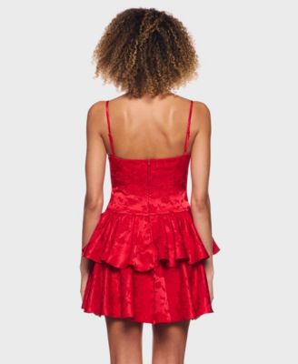 Juniors' Strapped Ruffle Layered Square Neck Dress