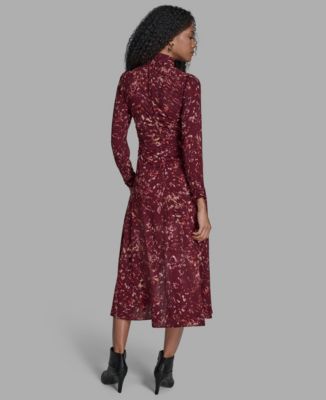 Women's Printed Mock Neck Maxi Dress