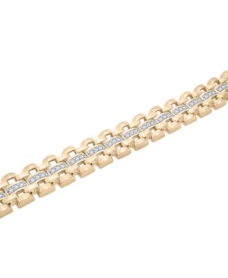 Men's Diamond (1 ct. t.w.) Link Bracelet in 14k Gold-Plated Sterling Silver
