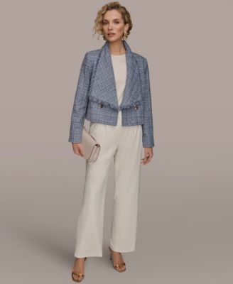 Women's Shawl Collar Fringe Detail Wrap Jacket