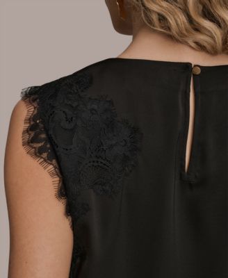 Women's Sleeveless Embellished Lace Trim Top