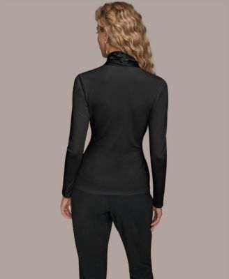 Women's Long Sleeve Faux Wrap Knit Top