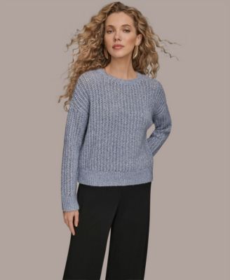 Donna Karan New York - Women's Oversized Long Sleeves Open Stitch Sweater