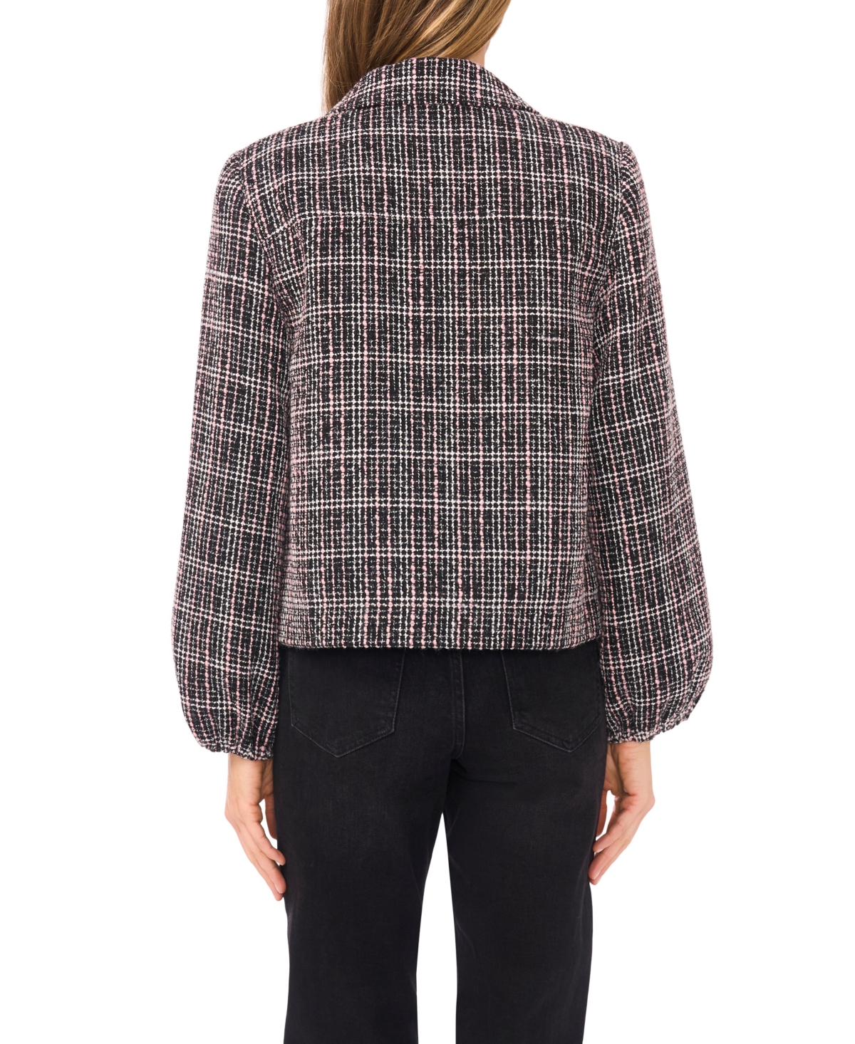 Cece Women's Balloon Long Sleeve Chest Patch Jacket In Black