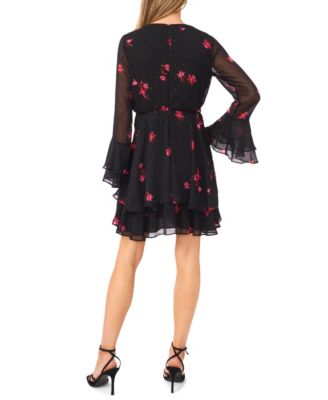 Women's Long Sleeve Ruffle Mini Dress