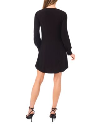Women's V-Neck Button Down Long Sleeve Dress