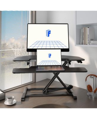 M7 Series 36"W Manual Corner Adjustable Standing Desk Converter, Black