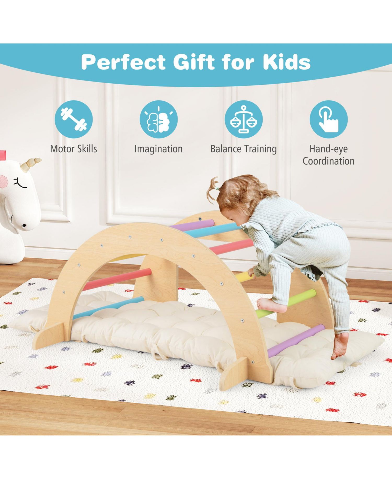 Wooden 6-in-1 Climbing Arch Playset