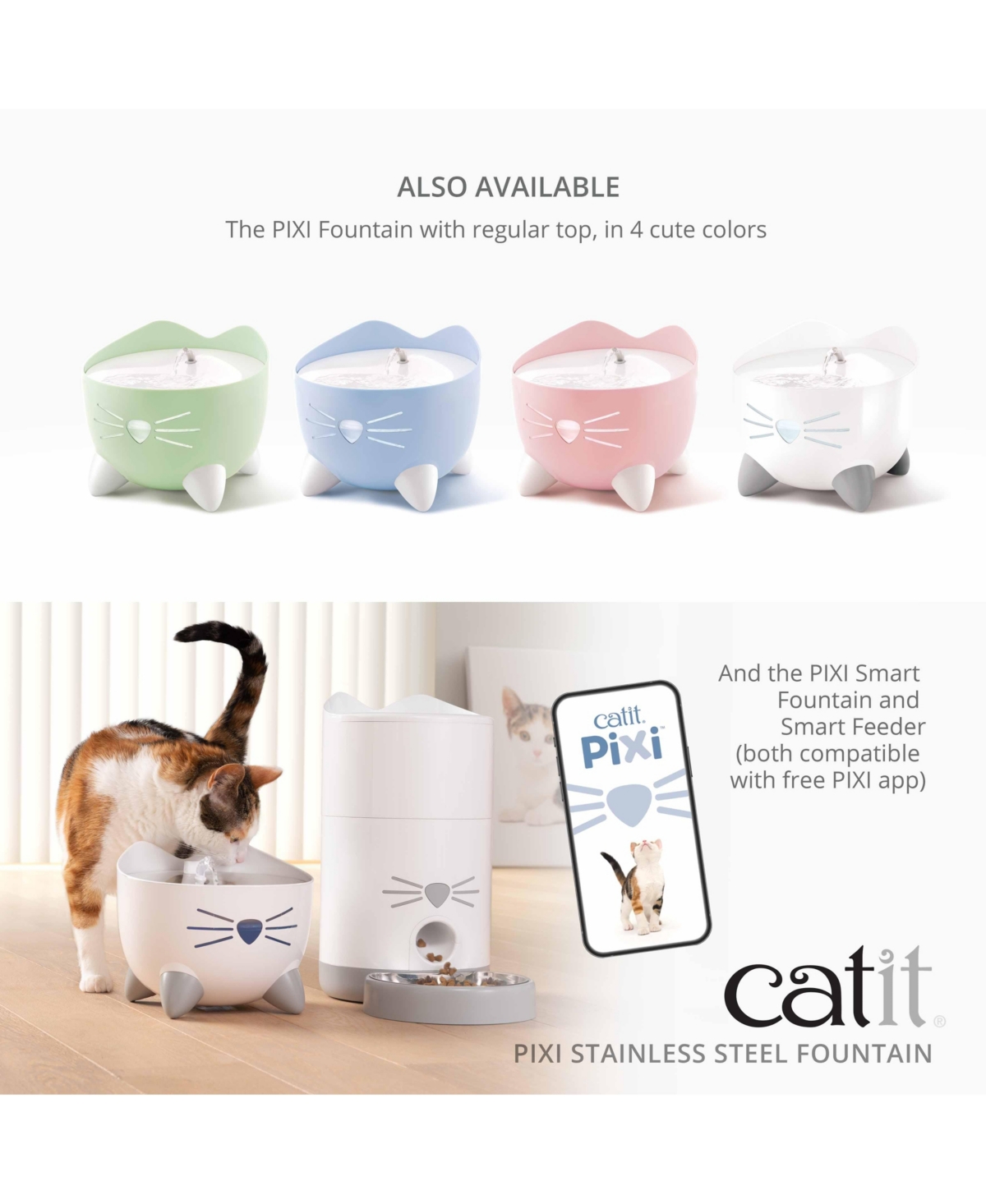 Catit Pixi Fountain, Stainless Steel