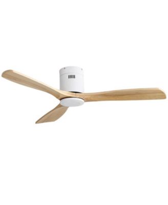 52-inch Modern White 3 Solid Wood Blade Ceiling Fan with 6-speed Remote Control and Forward Reverse Rotation Function for Indoor
