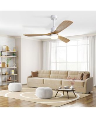 52-inch Modern Minimalist White 3 Blades Ceiling Fan with 3 color Dimmable and Memory Function Light and Remote control