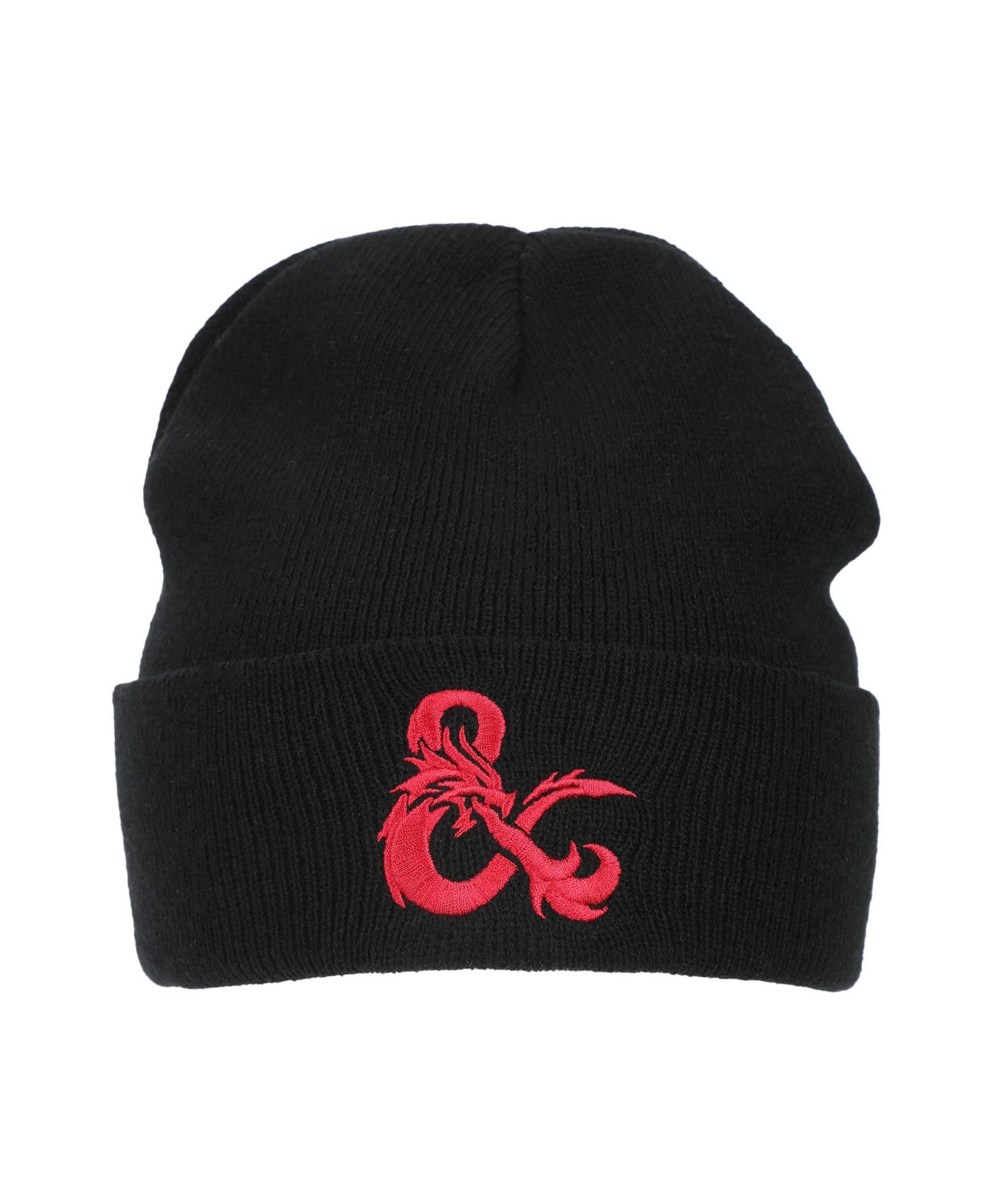 Men's Dungeons and Dragons Ampersand Logo Embroidery Black Acrylic Knit Cuff Beanie