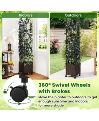 2 PCS 87'' Tall Raised Garden Bed w/ Plant Box Lockable Wheels Indoor Outdoor