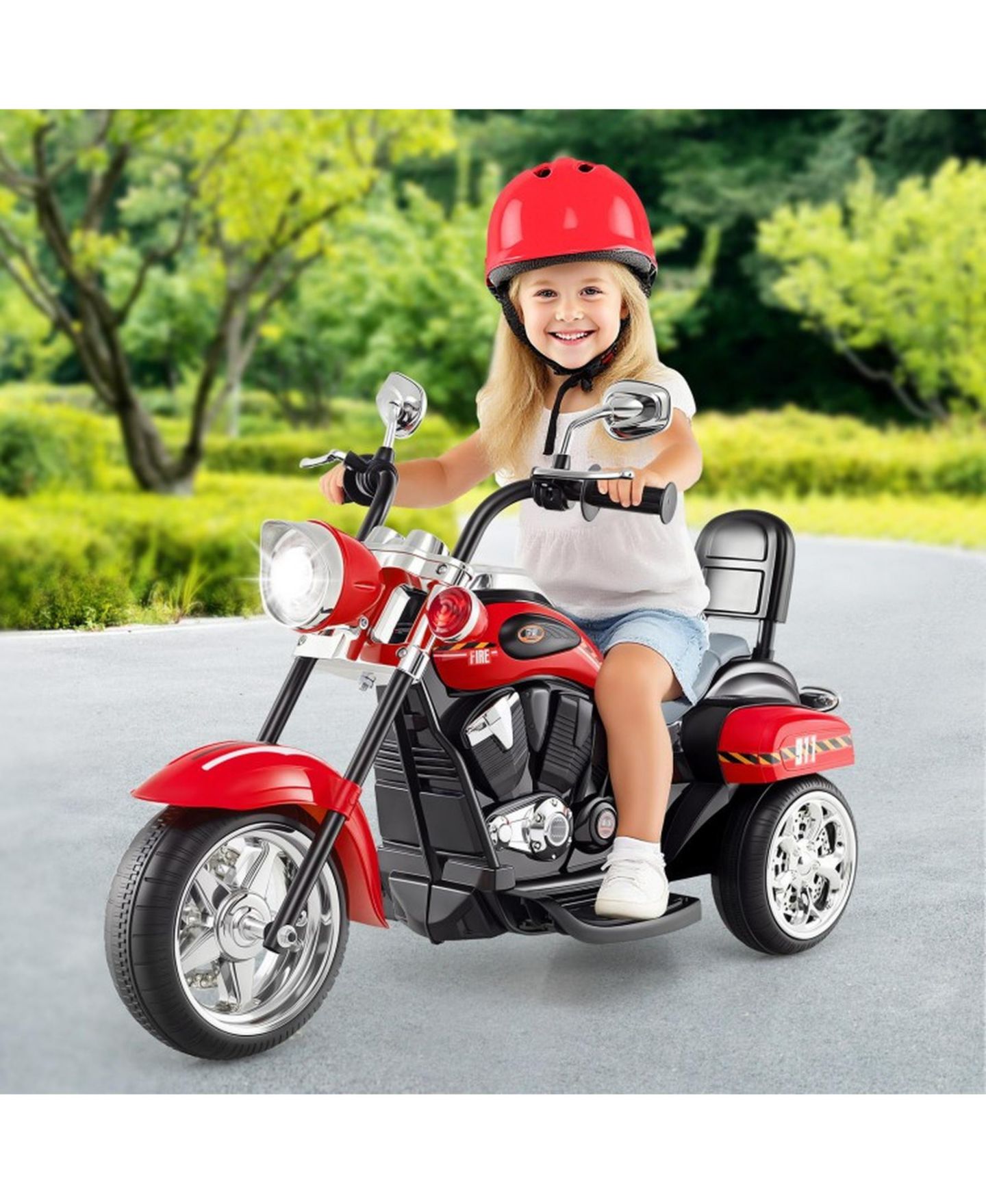 Детская игрушка SUGIFT Rechargeable 6V 3-Wheel Motorbike Ride-On Toy, 36"L x 19"W x 25"H, Ages 3+, цвет: Красный — фото 2