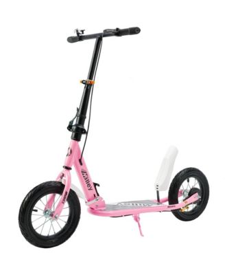 Foldable Kids Scooter with 12 Inch Shock-Absorbing Tires, Adjustable Height & Dual Brakes for Ages 7-12