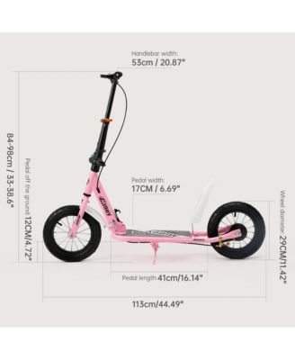 Foldable Kids Scooter with 12 Inch Shock-Absorbing Tires, Adjustable Height & Dual Brakes for Ages 7-12