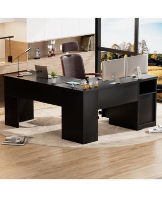 56'' Lift Top Computer Desk with Drawers and Power Outlets, Lift Top Executive Desk