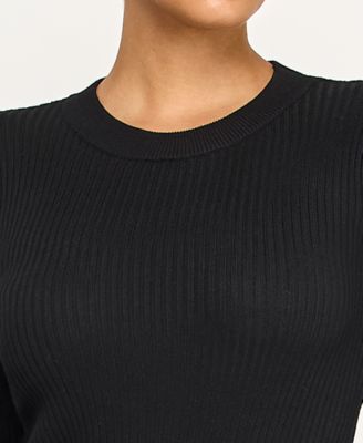 Juniors Faux Leather Belted Midi Sweater Dress