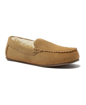 Women's Fuzzy Lined Suede Moccasin Slippers