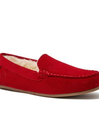 Women's Fuzzy Lined Suede Moccasin Slippers