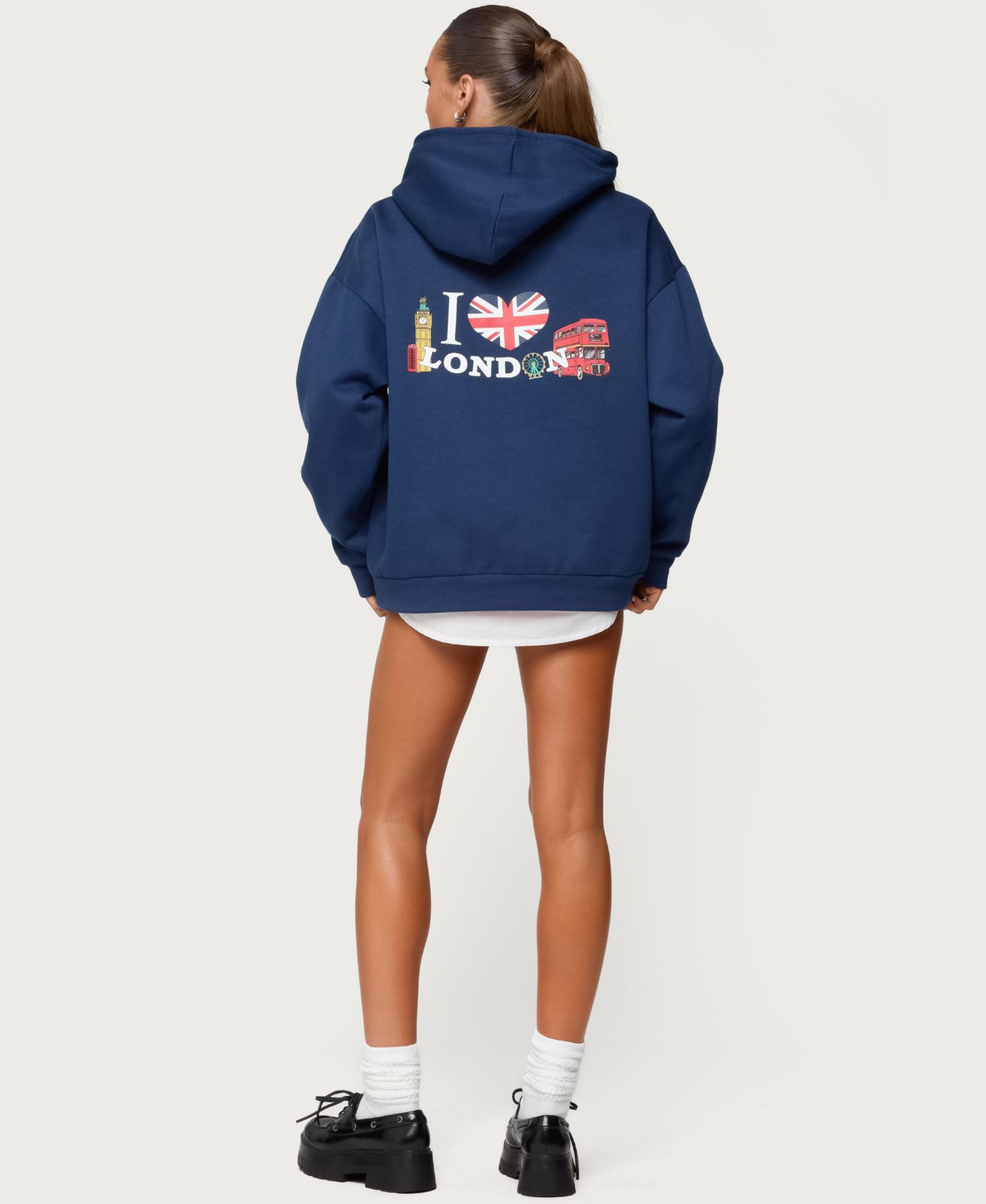 Женское худи Edikted Love London Oversized, цвет: Тёмно-синий — фото 3