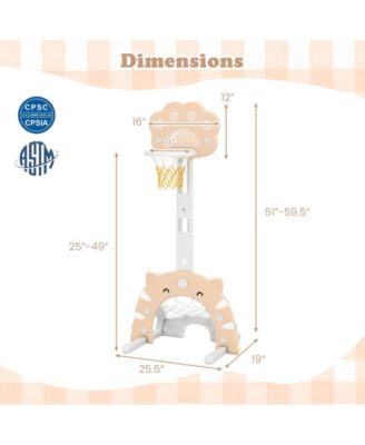 3 in 1 Kids Basketball Hoop with Basketball and Foldable Rim