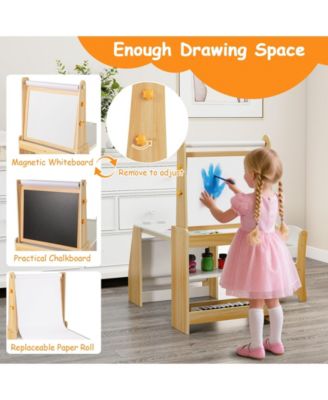 Kids Art Table and Chair Set with Easel and Chair for Drawing Reading
