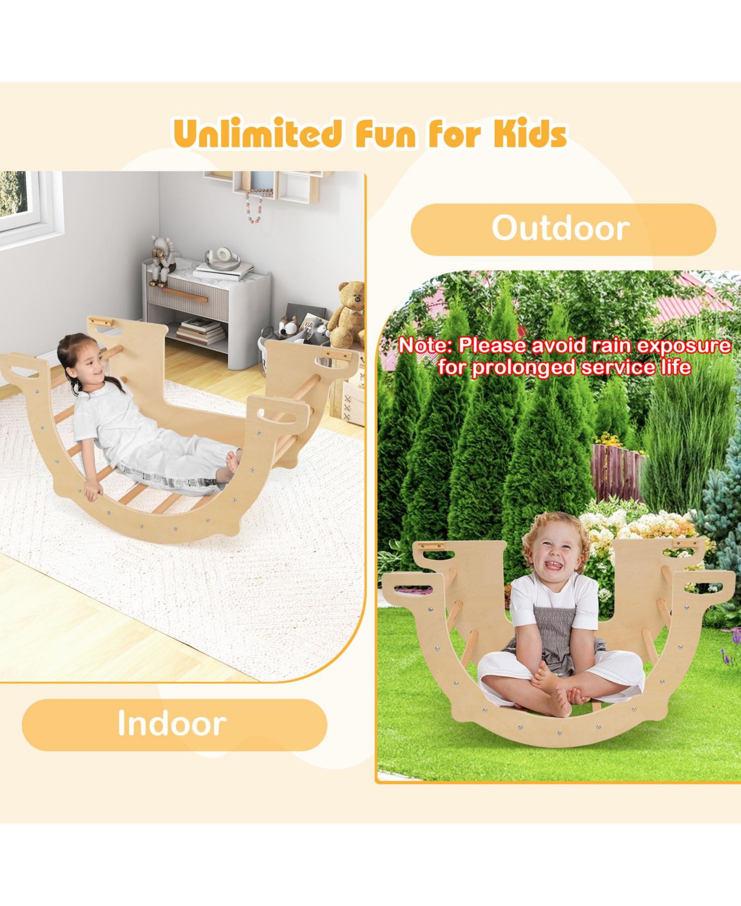 8-in-1 Wooden Climbing Arch Sensory Table and Collapsible Storage Bin, 2-Piece Set