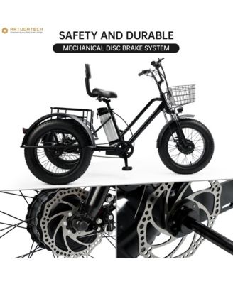 Electric Tricycle E-Trike with 4.0 Fat Tire, 500W Motor & 25-Mile Range for Snow and Rough Roads