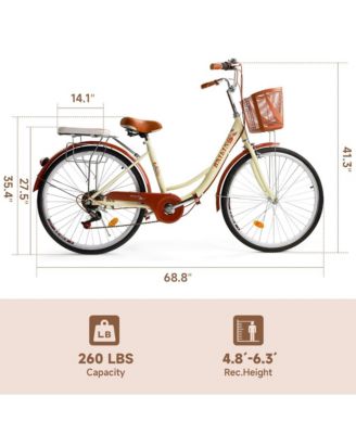 26-Inch 7-Speed Beach Cruiser Bike for Adults, High-Carbon Steel Frame & Easy Assembly for Leisure Rides