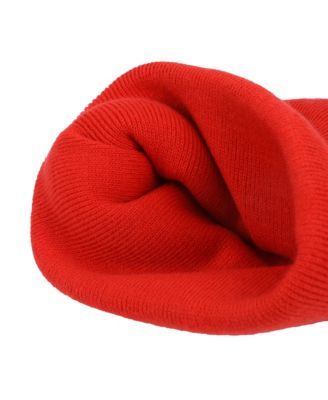 Men's Embroidered M Logo On Red Cuff Beanie
