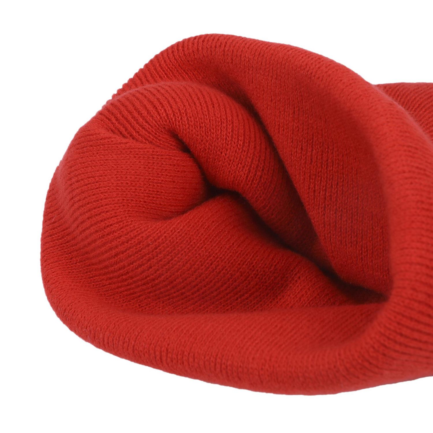 Men's Embroidered M Logo On Red Cuff Beanie