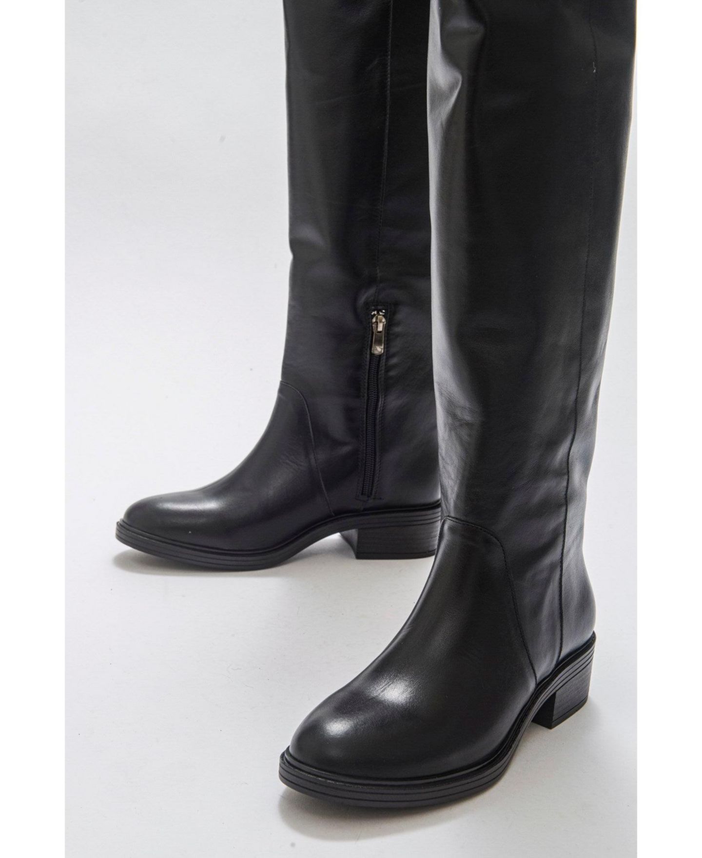 Женские ботинки Forever & Always Shoes Petya Leather Over the Knee, цвет: Чёрный кожаный — фото 3