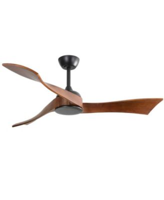 52-inch Modern Black 3 Solid Wood Blade Ceiling Fan with Six Speed Remote Control and Forward Reverse Function for Bedrooms Living Rooms
