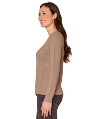 Women's Long Sleeve Crochet V-Neck Top