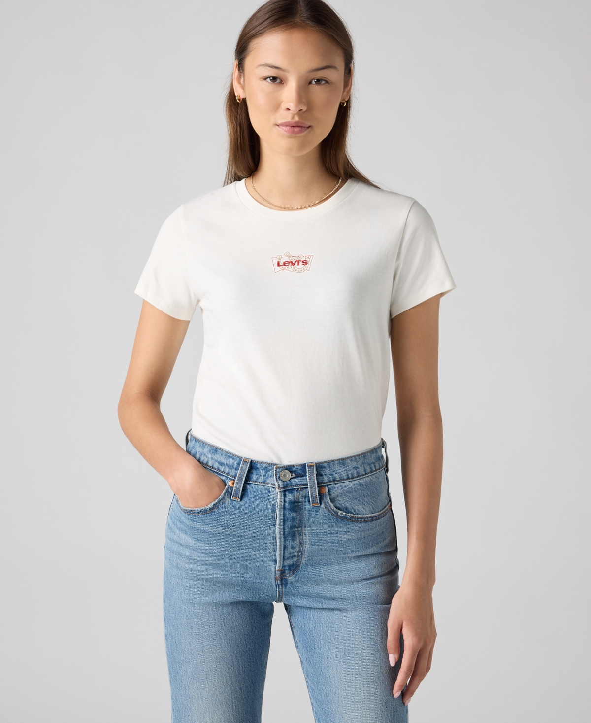 Levi's Women's Perfect Graphic Logo Cotton T-shirt In White