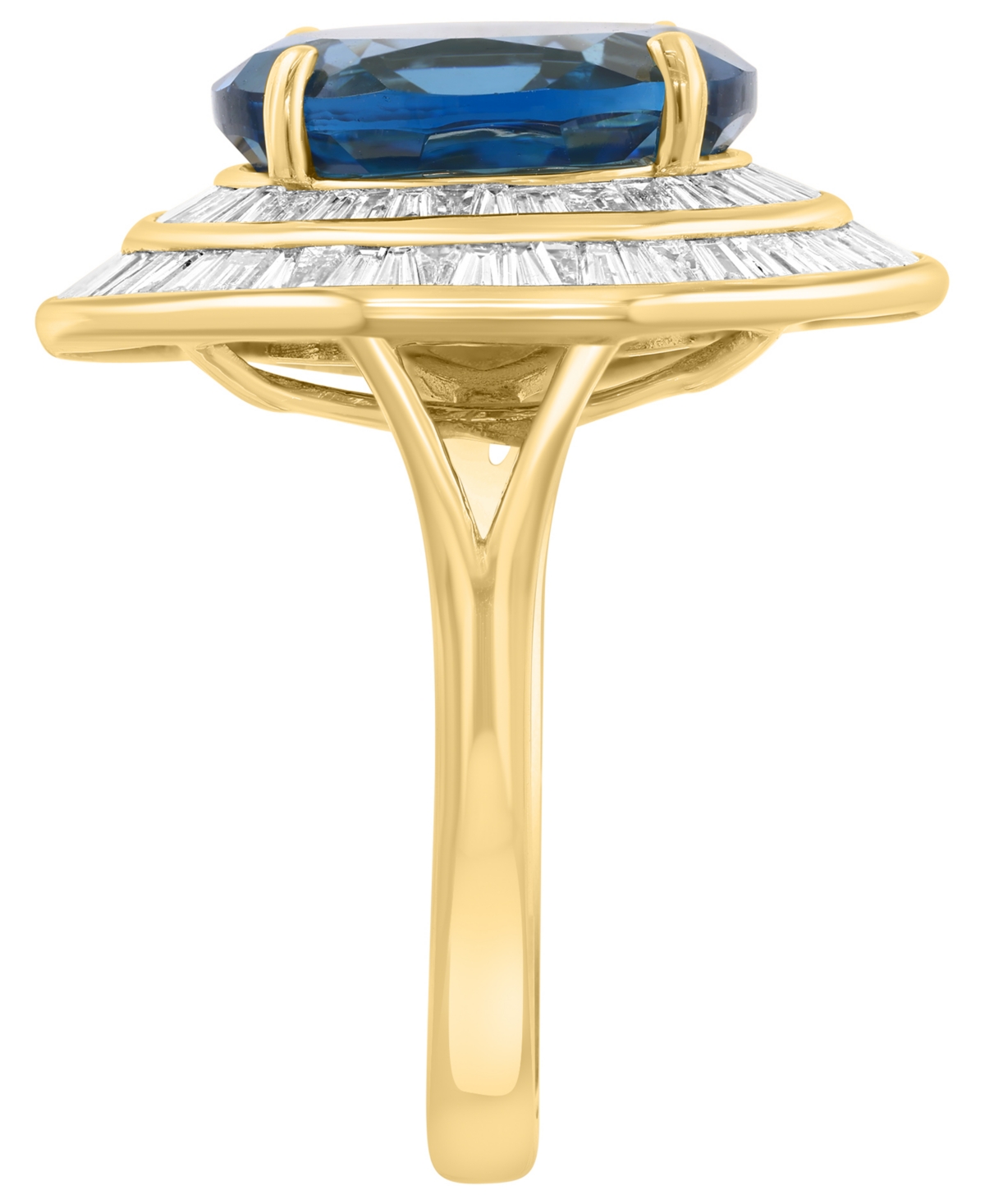 Effy Collection Diamond (1-1/20 Ct. T.w.) And London Blue Topaz (6 Ct. T.w.) Ring In 14k Yellow Gold In Multi