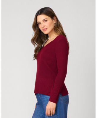 Women's V-Neck Rib Tunic Sweater