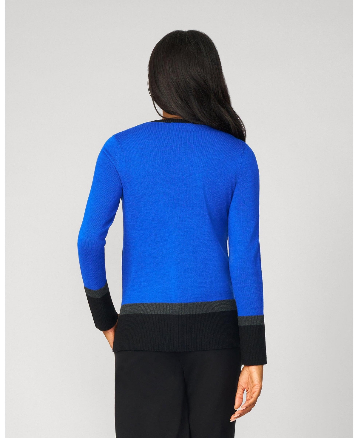 Cable & Gauge Women's Colorblock V-Neck Rib Tunic Sweater