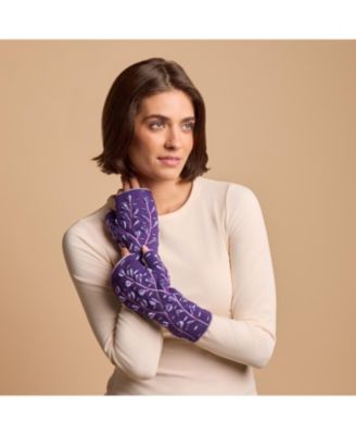 Women s Artisan Crafted Fleece Lined Color Block Fingerless Gloves