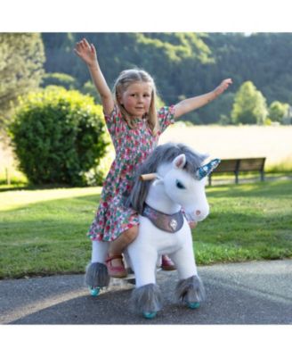 PonyCycle Model Y Grey Unicorn Rideable Toy for Age 3-4
