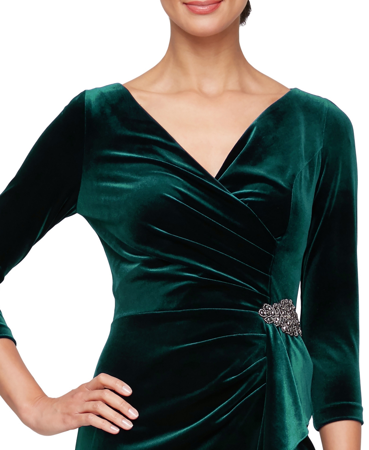 Alex Evenings Women's Velvet 3/4-Sleeve Sheath Dress