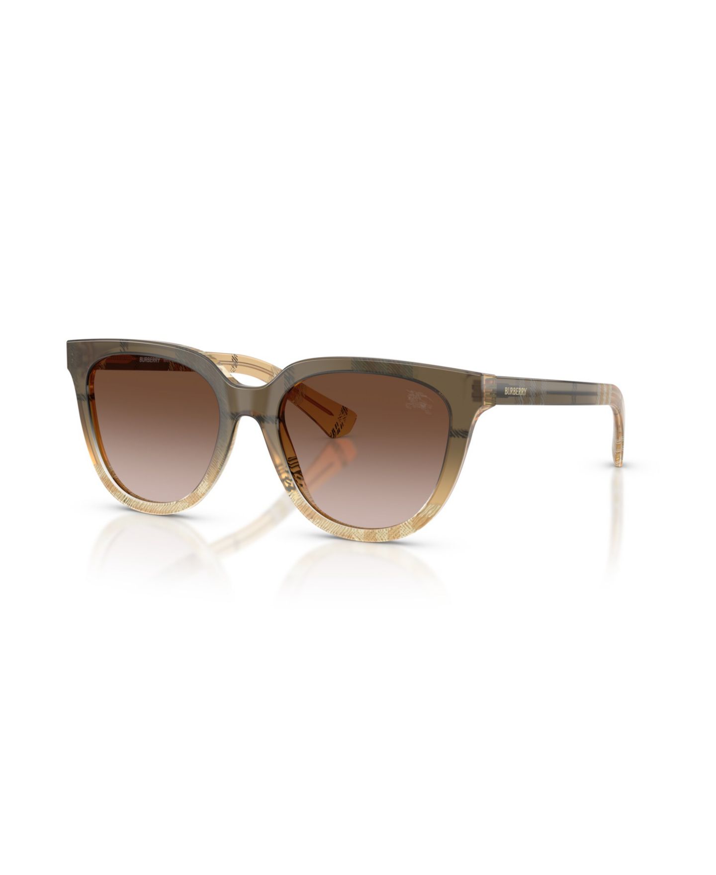Женские солнцезащитные очки Burberry Round Sunglasses, BE4469, цвет: Клетчатый бежевый — фото 1