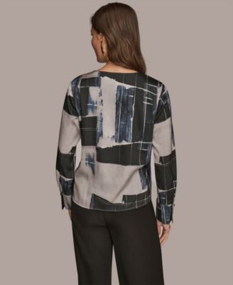 Women's Faux Wrap Long Sleeve V-Neck Top