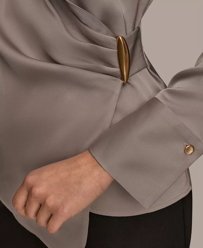 Women's Wrap Long Sleeve V-Neck Top - thumbnail 4