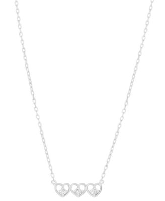Cubic Zirconia Triple Open Heart Necklace (0.06 ct. t.w.) in 14k Gold Over Sterling Silver (also in Sterling Silver)