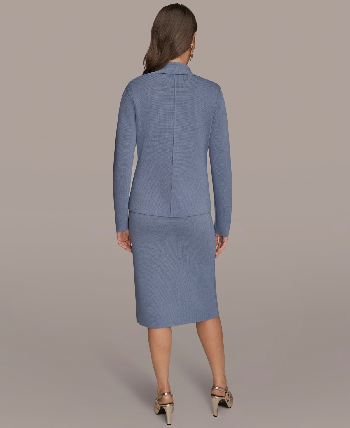 Donna Karan Women's Long Sleeve Sweater Blazer In Gray