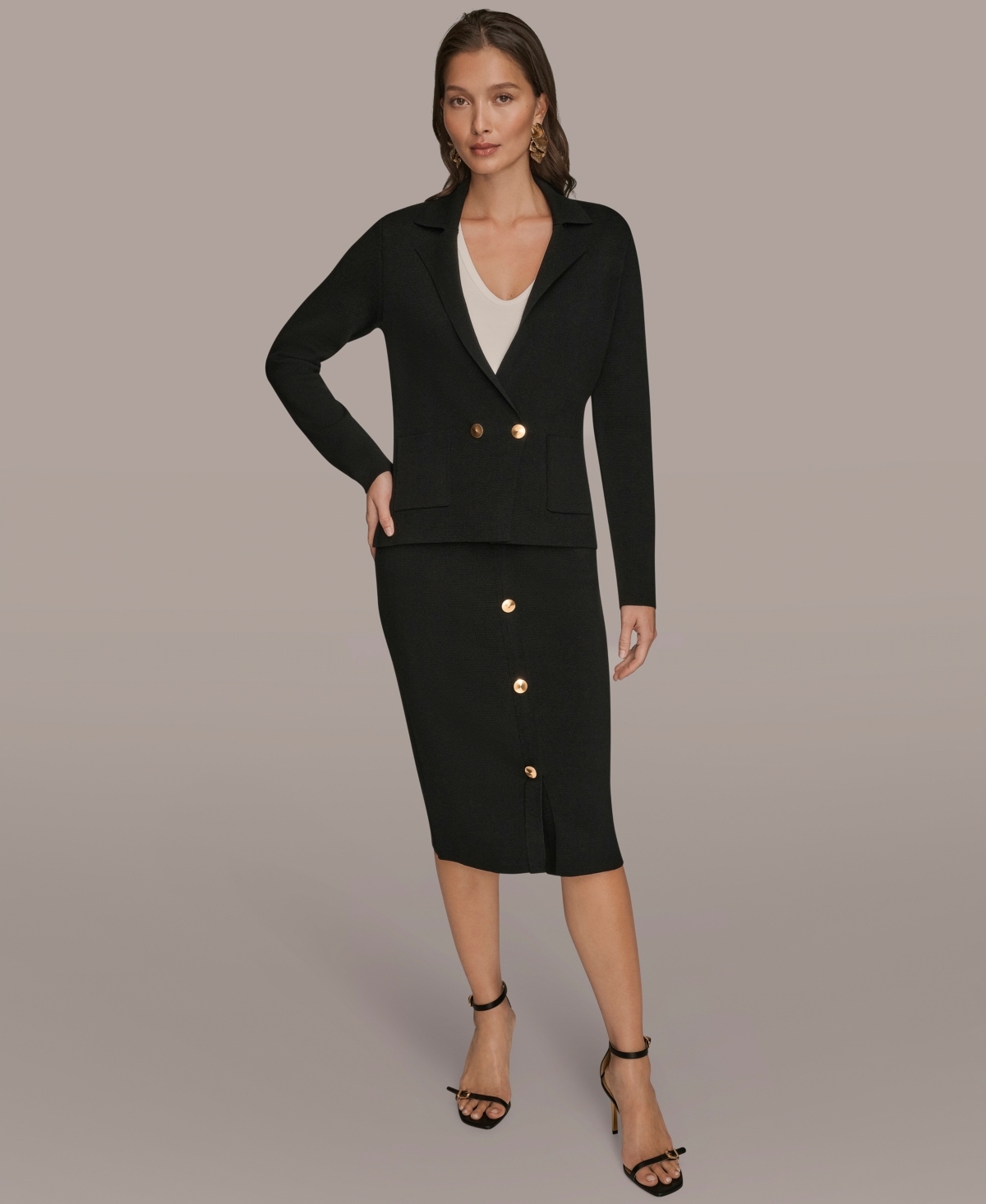 Donna Karan New York Women's Long Sleeve Sweater Blazer