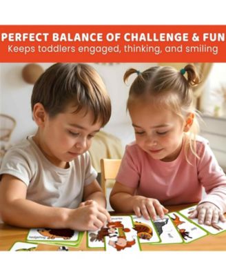 16 Pairs of Wood Animals - Memory Matching Games for 2-4 Ages