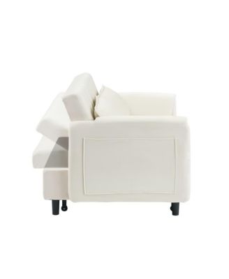 53" Pull-Out Sleeper Loveseat Sofa Bed, Convertible 3-in-1 Velvet Couch with Side Pockets & Back Support for Small Spaces